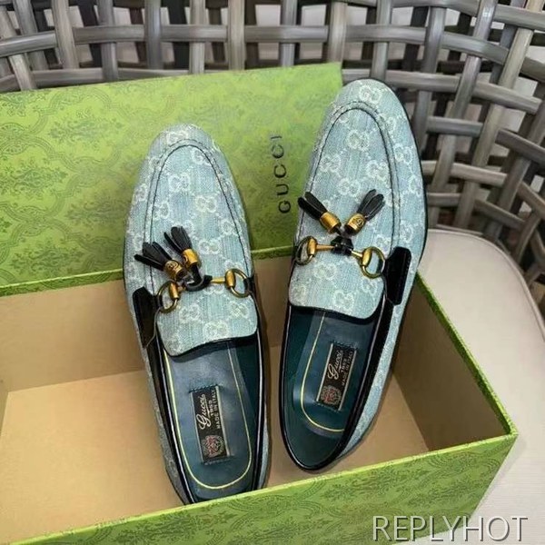구찌 2024 홀스빗 테슬 데님 GG 로퍼 구두 신발