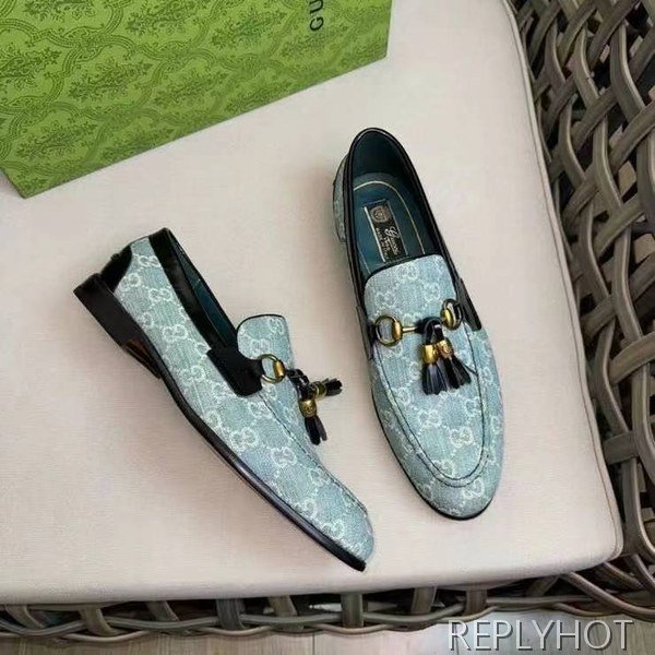 구찌 2024 홀스빗 테슬 데님 GG 로퍼 구두 신발