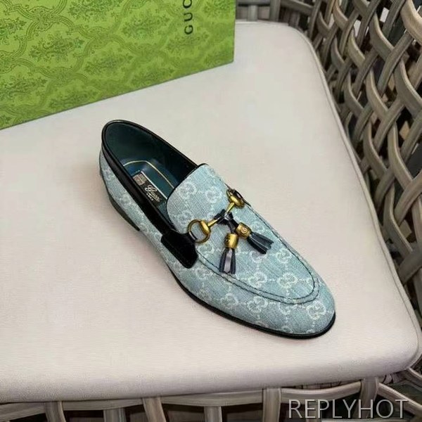 구찌 2024 홀스빗 테슬 데님 GG 로퍼 구두 신발