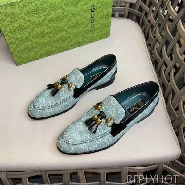구찌 2024 홀스빗 테슬 데님 GG 로퍼 구두 신발