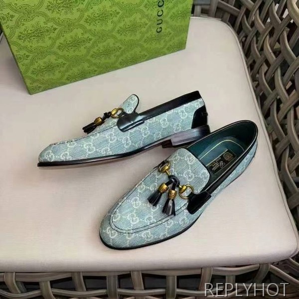 구찌 2024 홀스빗 테슬 데님 GG 로퍼 구두 신발