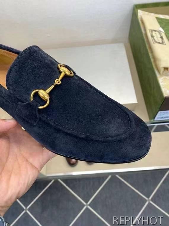 구찌 2024 골드 홀스빗 버클 스웨이드 로퍼  구두 신발