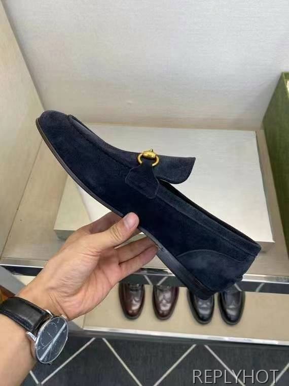 구찌 2024 골드 홀스빗 버클 스웨이드 로퍼  구두 신발