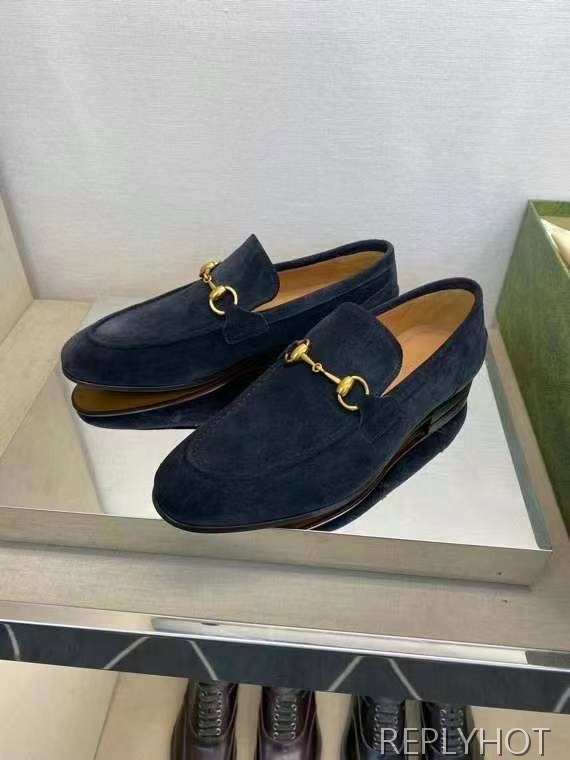 구찌 2024 골드 홀스빗 버클 스웨이드 로퍼  구두 신발