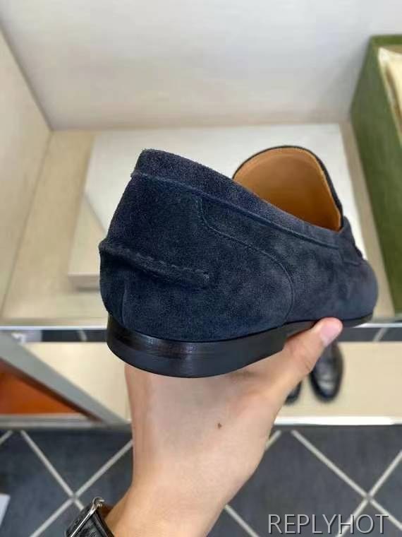 구찌 2024 골드 홀스빗 버클 스웨이드 로퍼  구두 신발