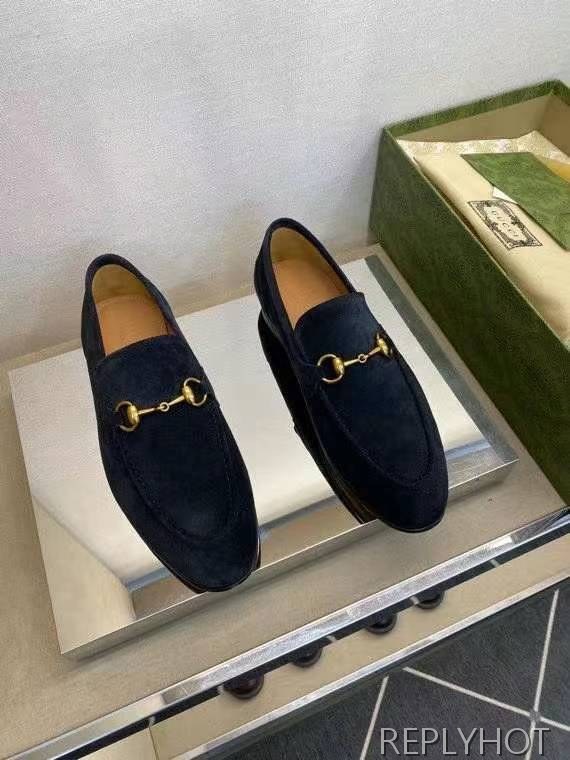 구찌 2024 골드 홀스빗 버클 스웨이드 로퍼  구두 신발