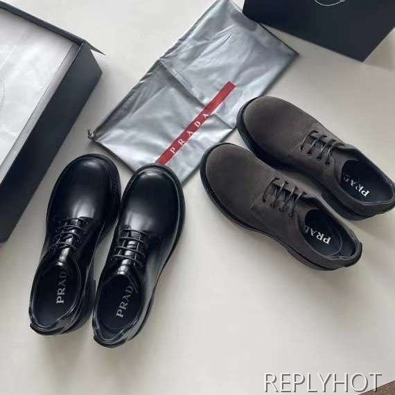 프라다 2024 로고 트라이앵글 와펜 옥스포드 더비 구두 로퍼