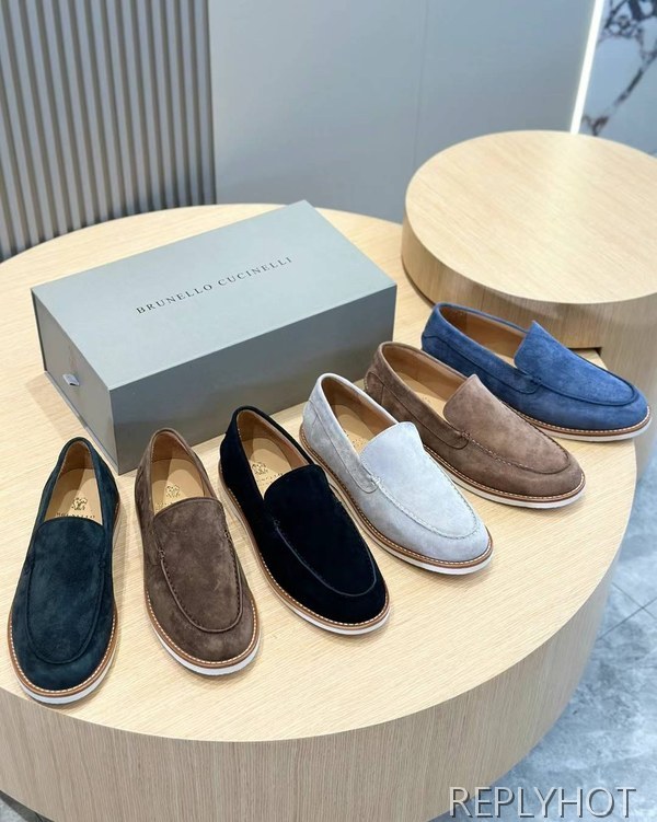 브루넬로 쿠치넬리 2024 스웨이드 로퍼 구두 신발