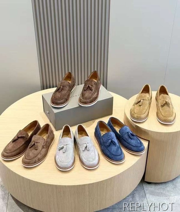 브루넬로 쿠치넬리 2024 테슬 스웨이드 로퍼 구두 신발