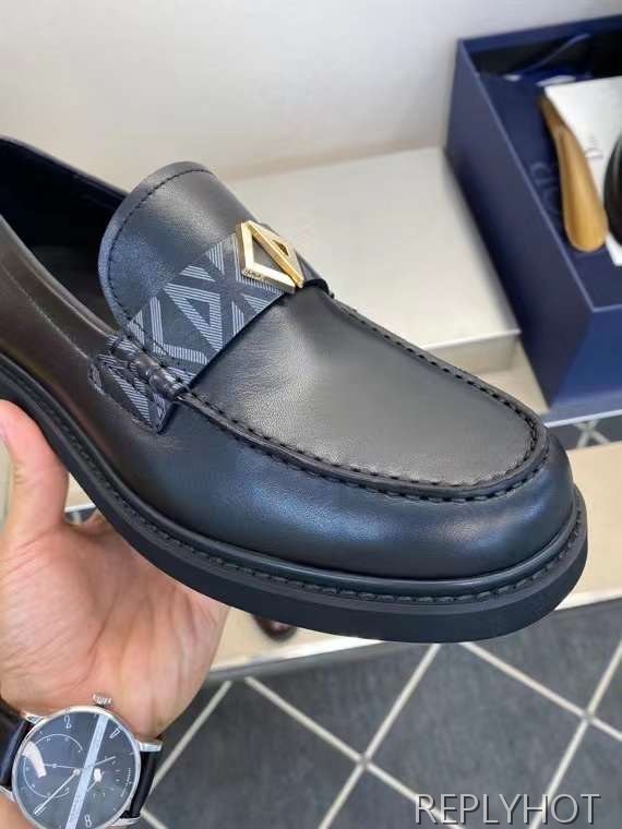 디올 2023 CD다이아몬드 다크  패턴 페니 로퍼 구두 신발