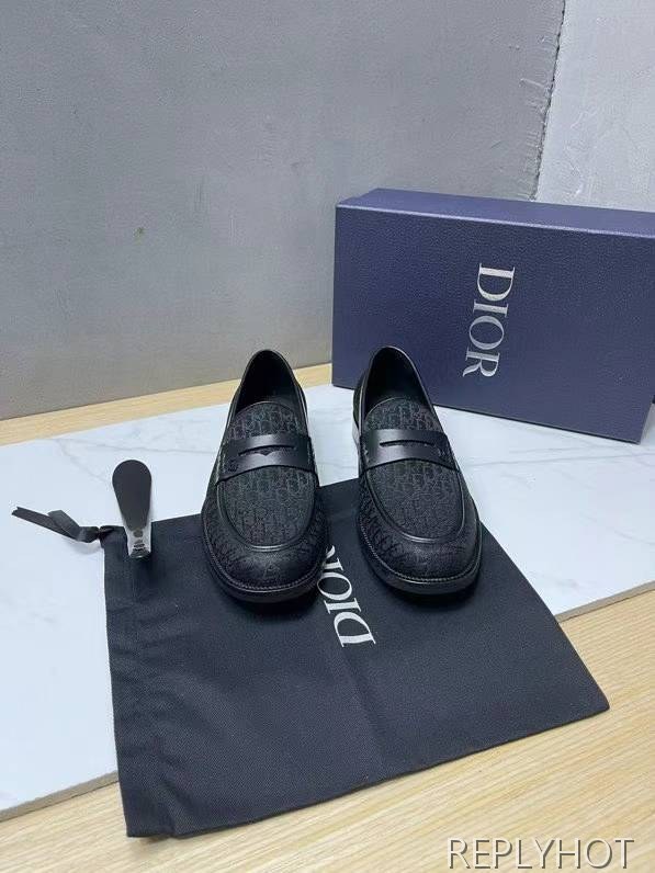 디올 2023 Granville 블랙 오블리크 페니 로퍼 구두 신발 스니커즈