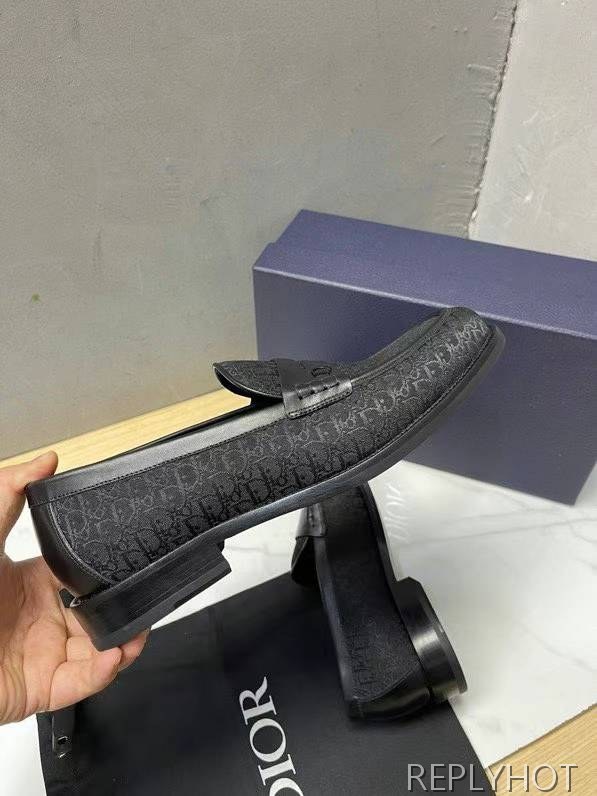 디올 2023 Granville 블랙 오블리크 페니 로퍼 구두 신발 스니커즈