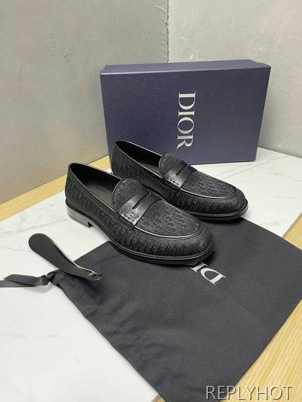 디올 2023 Granville 블랙 오블리크 페니 로퍼 구두 신발 스니커즈