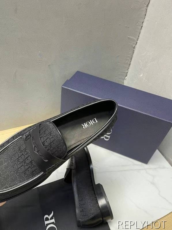 디올 2023 Granville 블랙 오블리크 페니 로퍼 구두 신발 스니커즈