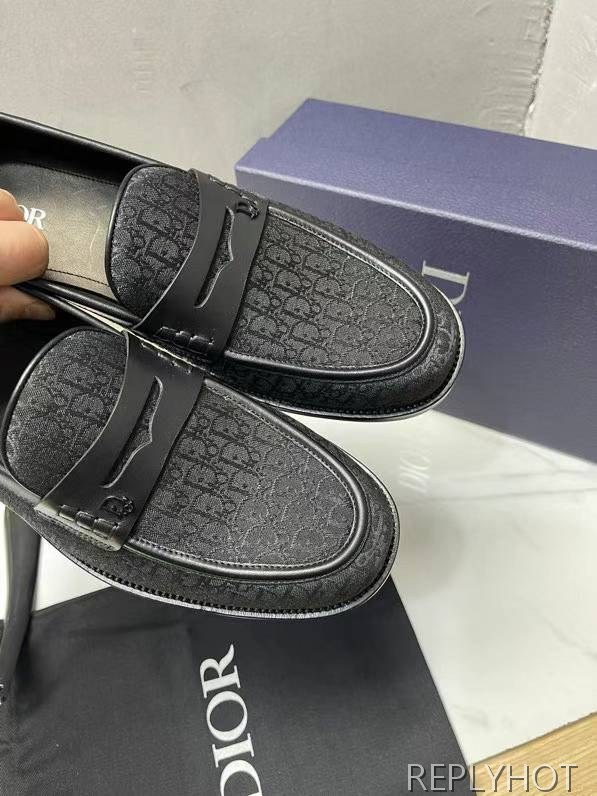 디올 2023 Granville 블랙 오블리크 페니 로퍼 구두 신발 스니커즈