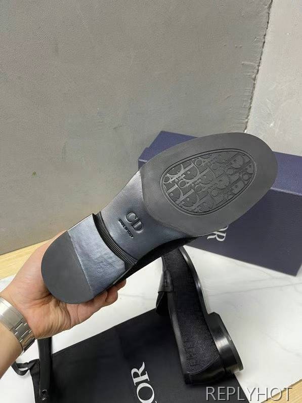 디올 2023 Granville 블랙 오블리크 페니 로퍼 구두 신발 스니커즈