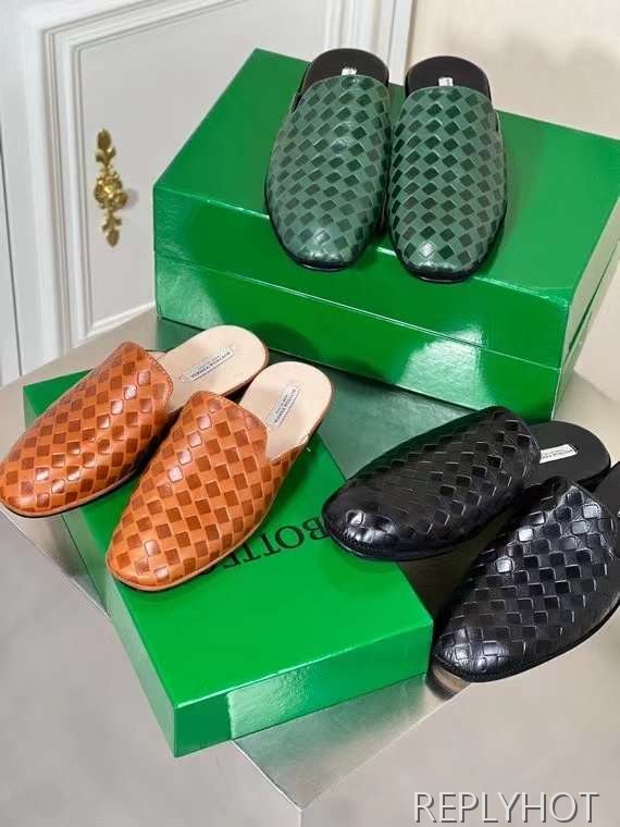 보테가베네타 2023 인트레치아토 패턴 블로퍼 뮬 샌들 슬리퍼 신발