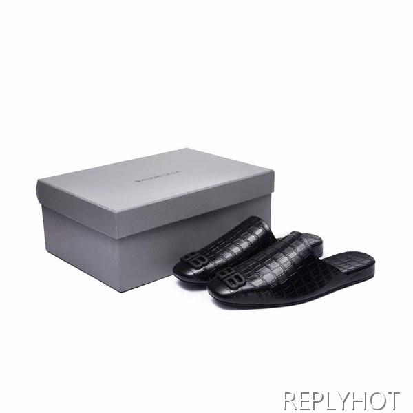 발렌시아가 2023 크로커다일 패턴 BB오브제 뮬 샌들 슬리퍼 블로퍼 신발