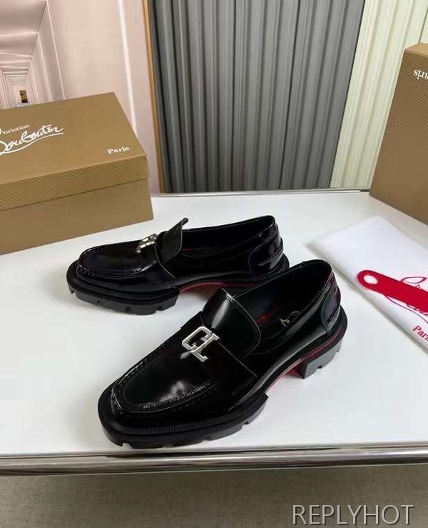 크리스찬 루부탱 2022 CL 로고 와펜 레이스 더비 슈즈 구두 신발