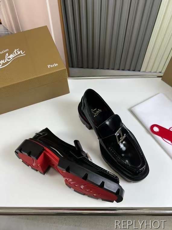 크리스찬 루부탱 2022 CL 로고 와펜 레이스 더비 슈즈 구두 신발