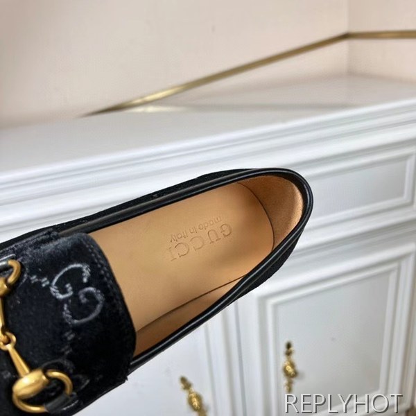 구찌 2022 벨벳 웹로고 홀스빗 로퍼 구두