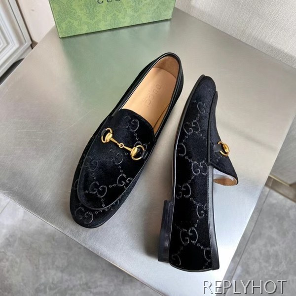 구찌 2022 벨벳 웹로고 홀스빗 로퍼 구두