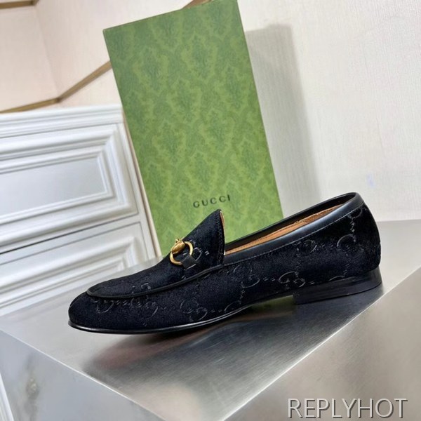 구찌 2022 벨벳 웹로고 홀스빗 로퍼 구두