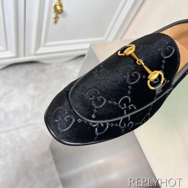 구찌 2022 벨벳 웹로고 홀스빗 로퍼 구두