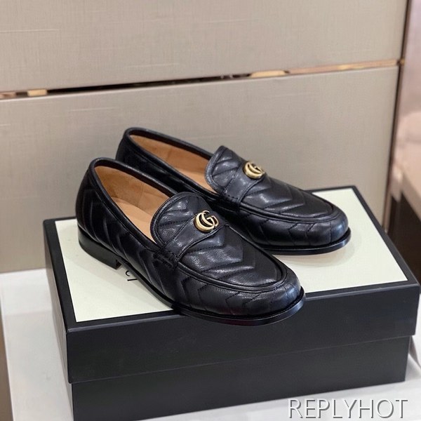 구찌 2021 마몬트로고 v퀄팅 엠보 로퍼