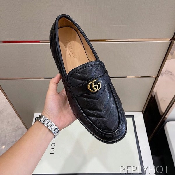 구찌 2021 마몬트로고 v퀄팅 엠보 로퍼