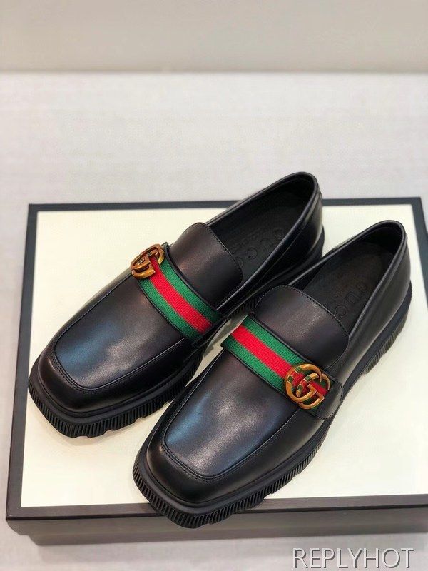 구찌 2021 오버솔 스트라이프 인터로킹 로퍼