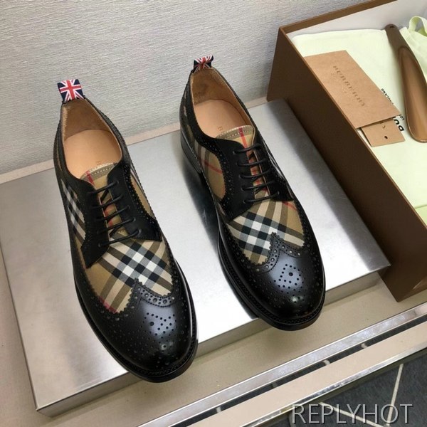 버버리 2021 브릿체크 배색 윙팁 구두