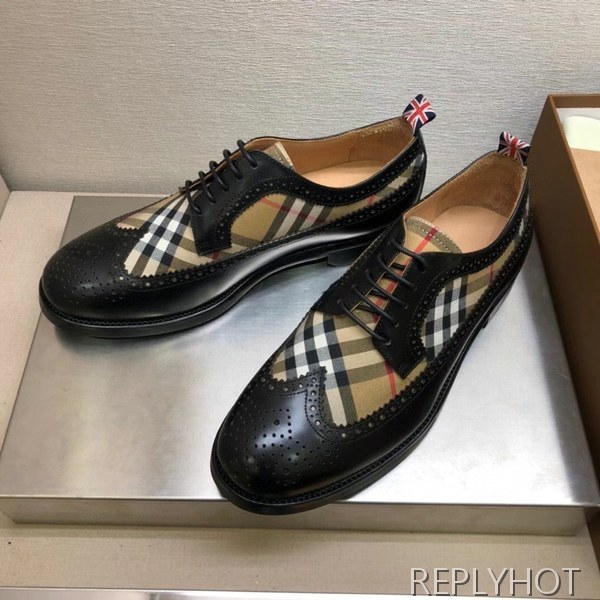 버버리 2021 브릿체크 배색 윙팁 구두