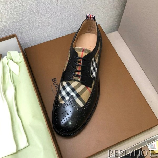 버버리 2021 브릿체크 배색 윙팁 구두