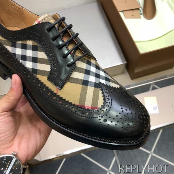 버버리 2021 브릿체크 배색 윙팁 구두
