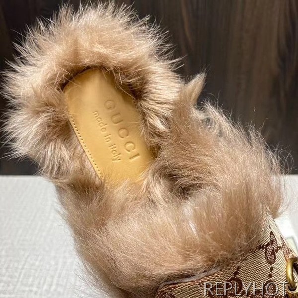 구찌 2020 브라운 자카드 퍼 프린스타운 홀스빗 블로퍼