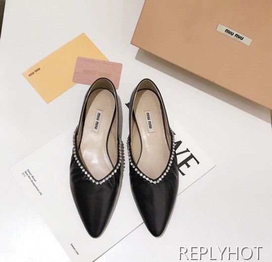Miumiu 2020 Ladies Leather Flat Shoes