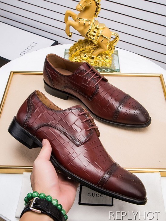 Gucci 2020 Mens Leather Oxford Shoes