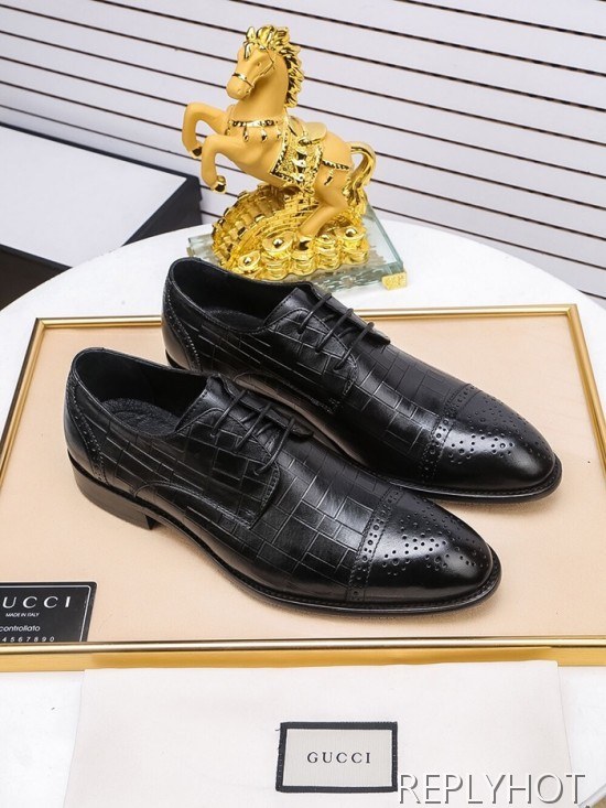 Gucci 2020 Mens Leather Oxford Shoes