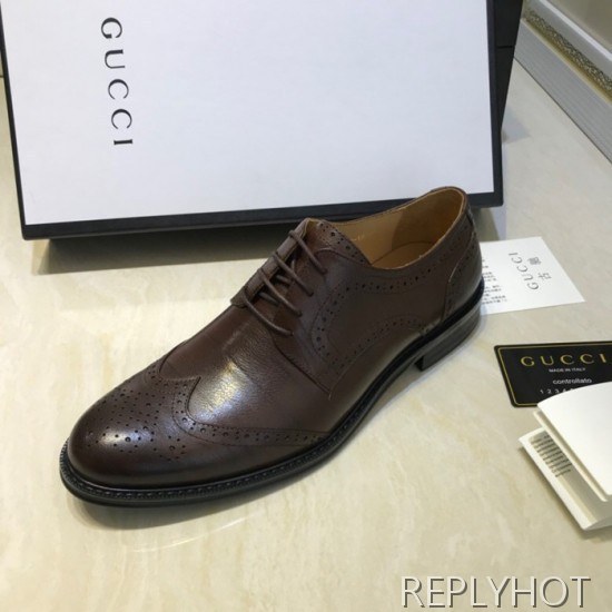 Gucci 2020 Mens Leather Oxford Shoes