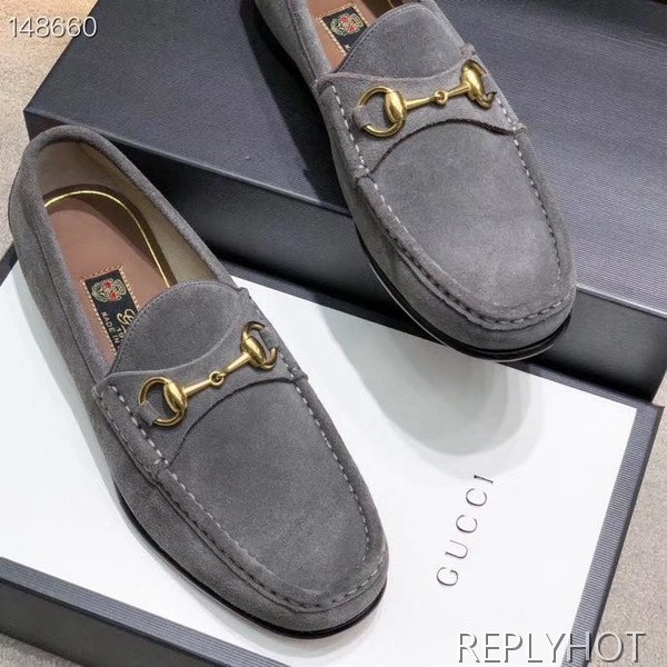 구찌 2020 그레이 스웨이드 홀스빗로퍼