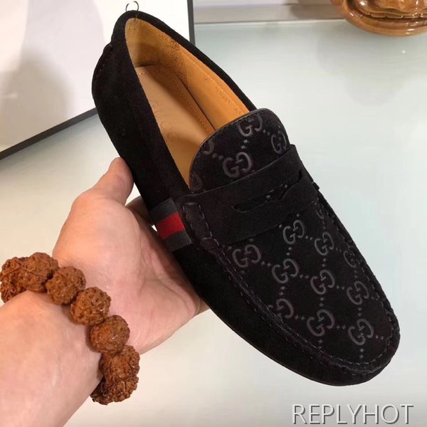 구찌 2020 사이드테이프 마이크로시마 스웨이드 드라이빙슈즈