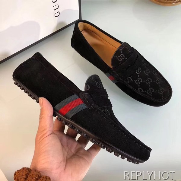 구찌 2020 사이드테이프 마이크로시마 스웨이드 드라이빙슈즈