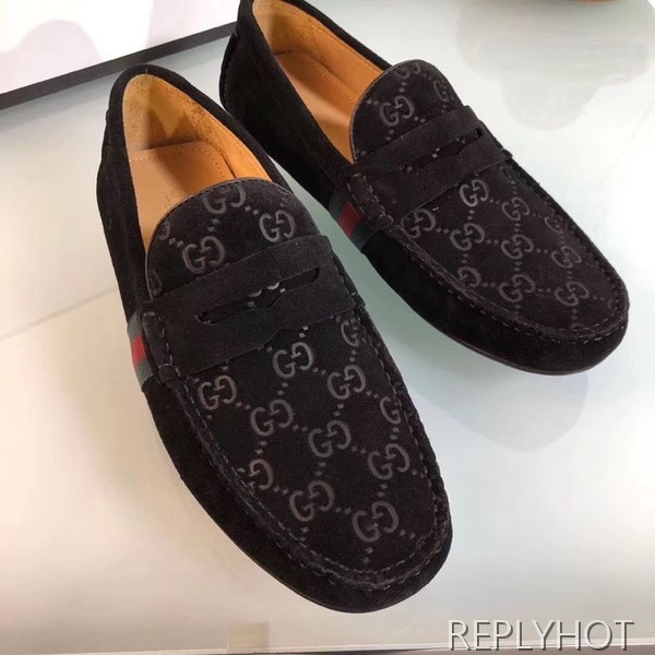 구찌 2020 사이드테이프 마이크로시마 스웨이드 드라이빙슈즈