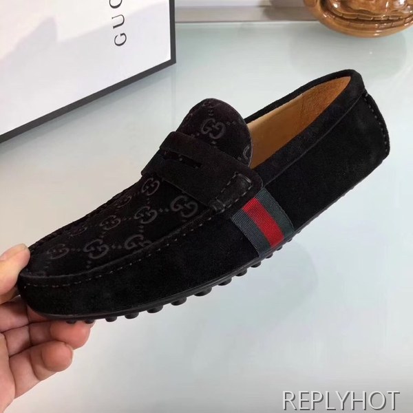 구찌 2020 사이드테이프 마이크로시마 스웨이드 드라이빙슈즈