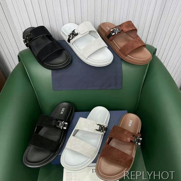디올 2025 스웨이드 아쿠아 투스트랩 샌들 슬리퍼 뮬 신발