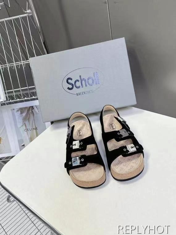 발렌시아가 2025 scholl 플랫 글레디에이터 뮬 샌들 슬리퍼 신발