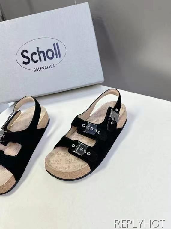 발렌시아가 2025 scholl 플랫 글레디에이터 뮬 샌들 슬리퍼 신발