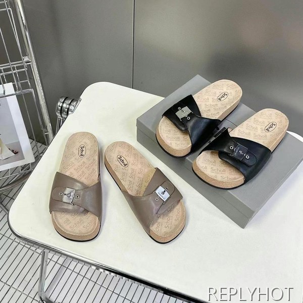 발렌시아가 2025 scholl 플랫 스웨이드 뮬 샌들 슬리퍼 신발