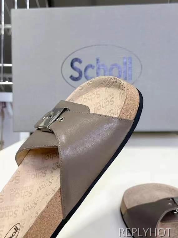 발렌시아가 2025 scholl 플랫 스웨이드 뮬 샌들 슬리퍼 신발